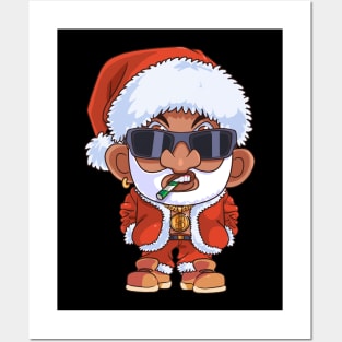 Black Santa Claus Gangster Christmas Posters and Art